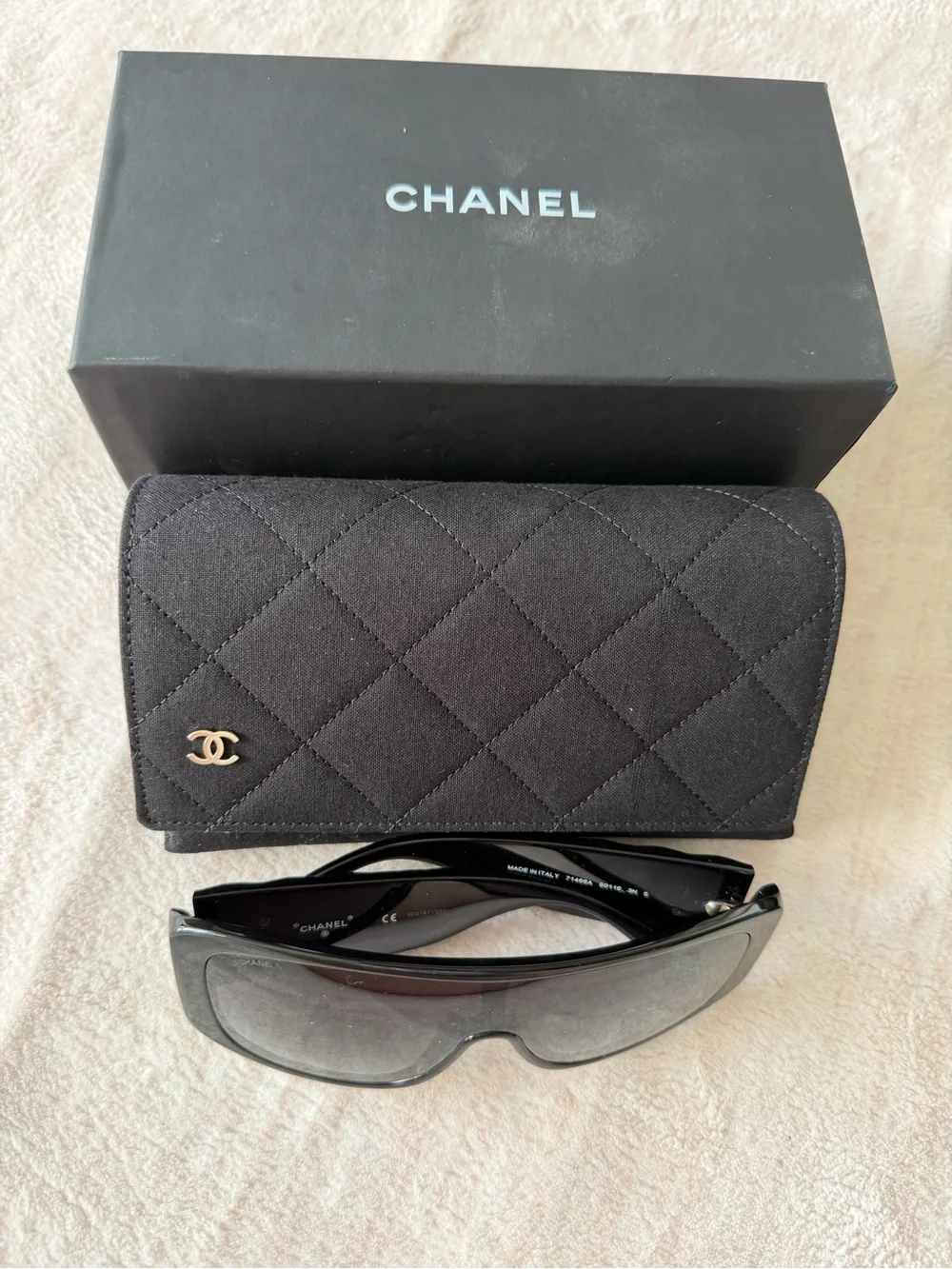 Chanel Shield Sunglasses Black Logo